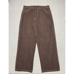 PJ Mark Brown Denim Jeans Mens 40x34 Loose Fit Straight Leg Cotton